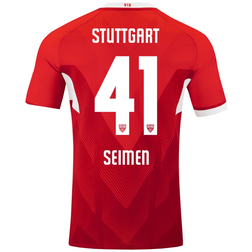 Kinder Dennis Seimen #41 Rot Weiß Auswärtstrikot Trikot 2024/25 T-Shirt