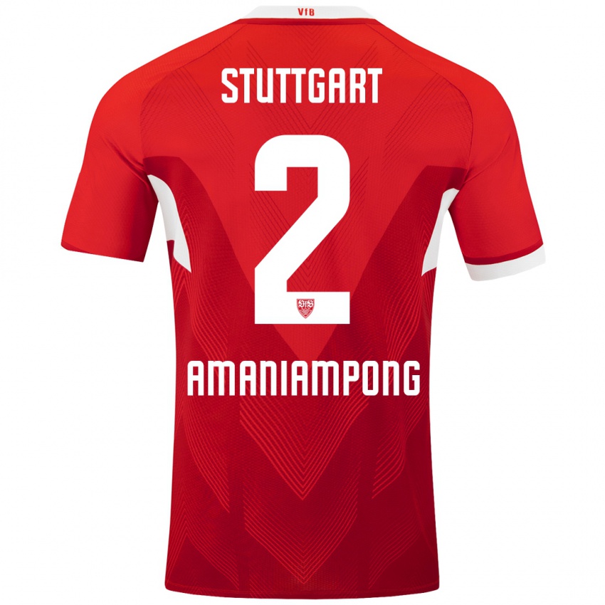 Kinder Kaden Amaniampong #2 Rot Weiß Auswärtstrikot Trikot 2024/25 T-Shirt