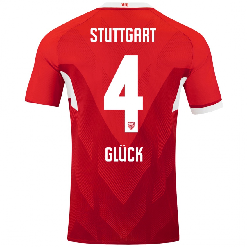 Kinder Michael Glück #4 Rot Weiß Auswärtstrikot Trikot 2024/25 T-Shirt