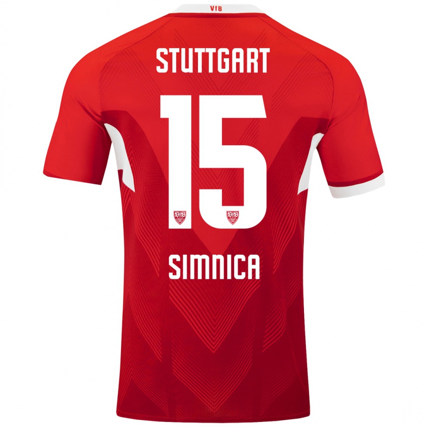 Kinder Luan Simnica #15 Rot Weiß Auswärtstrikot Trikot 2024/25 T-Shirt