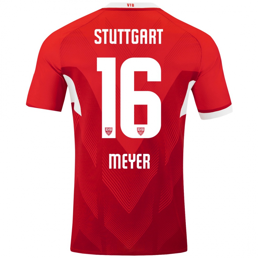 Kinder Jordan Meyer #16 Rot Weiß Auswärtstrikot Trikot 2024/25 T-Shirt