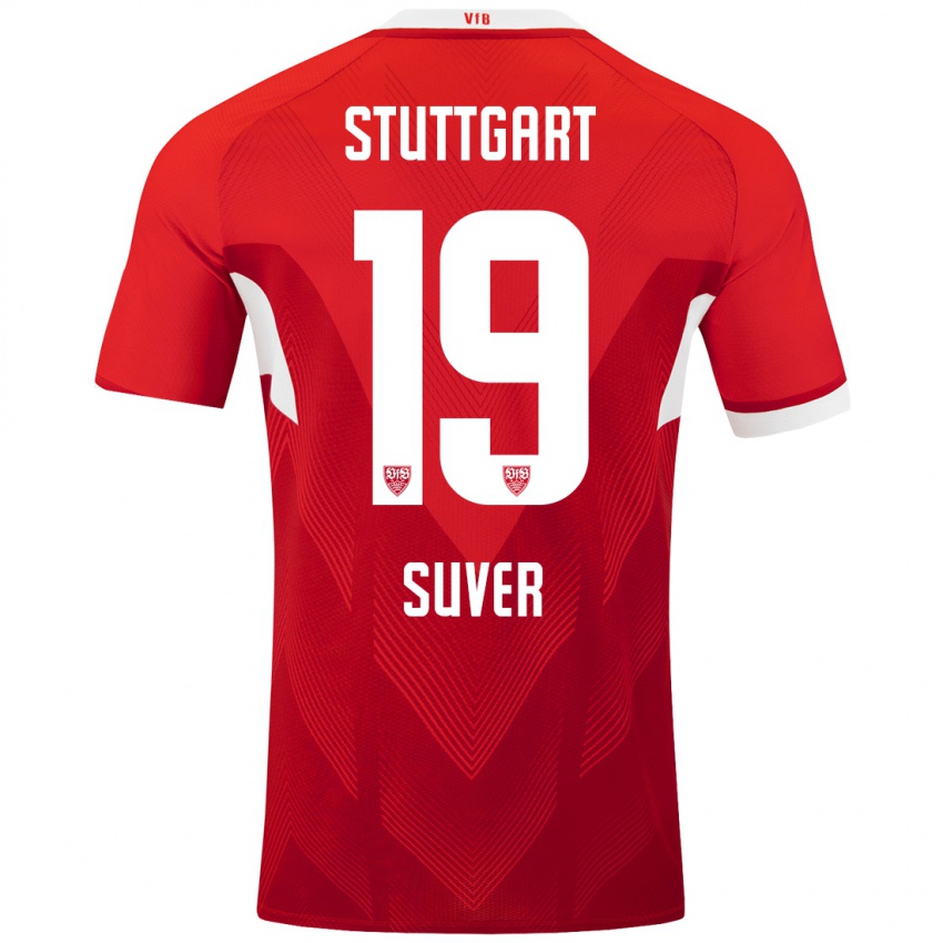 Kinder Jakov Suver #19 Rot Weiß Auswärtstrikot Trikot 2024/25 T-Shirt