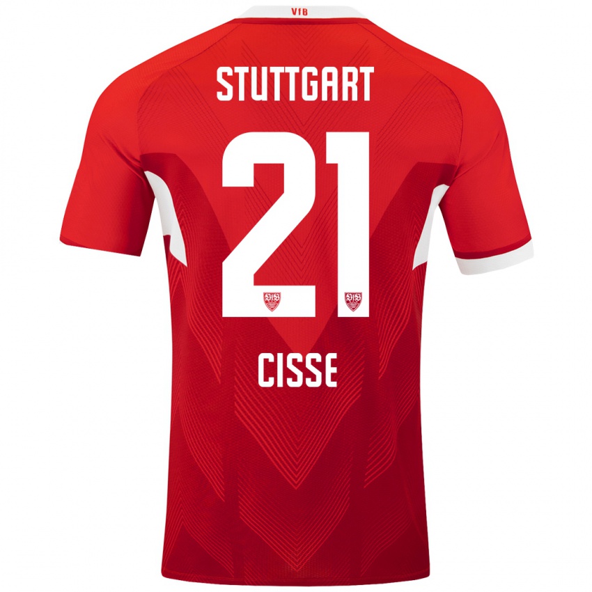 Kinder Moussa Cissé #21 Rot Weiß Auswärtstrikot Trikot 2024/25 T-Shirt