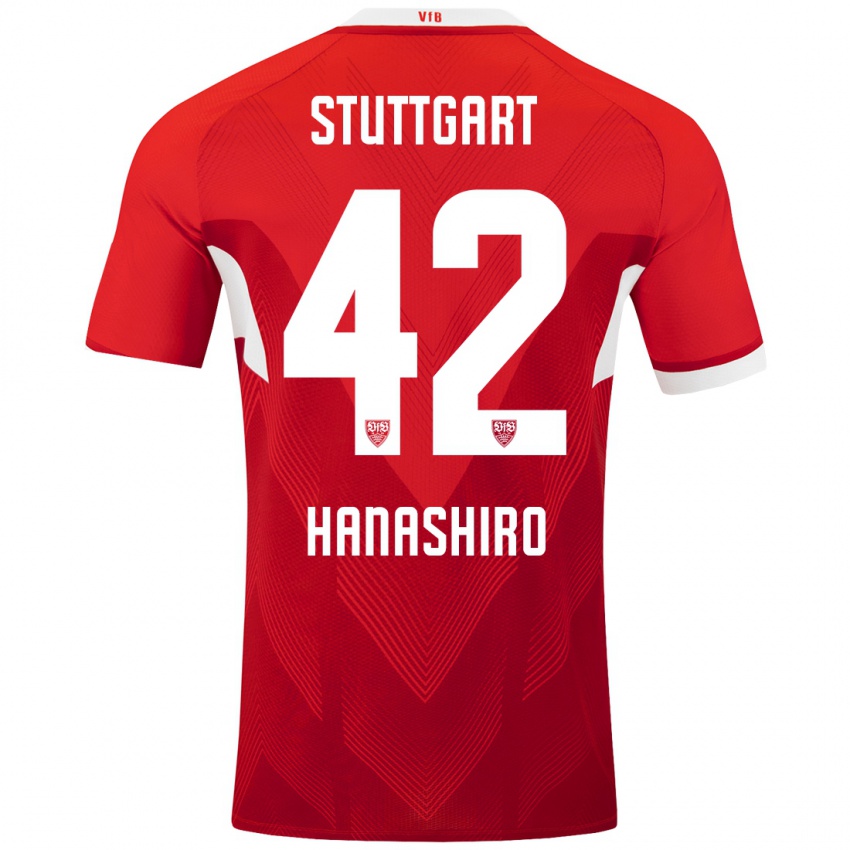 Kinder Rinto Hanashiro #42 Rot Weiß Auswärtstrikot Trikot 2024/25 T-Shirt