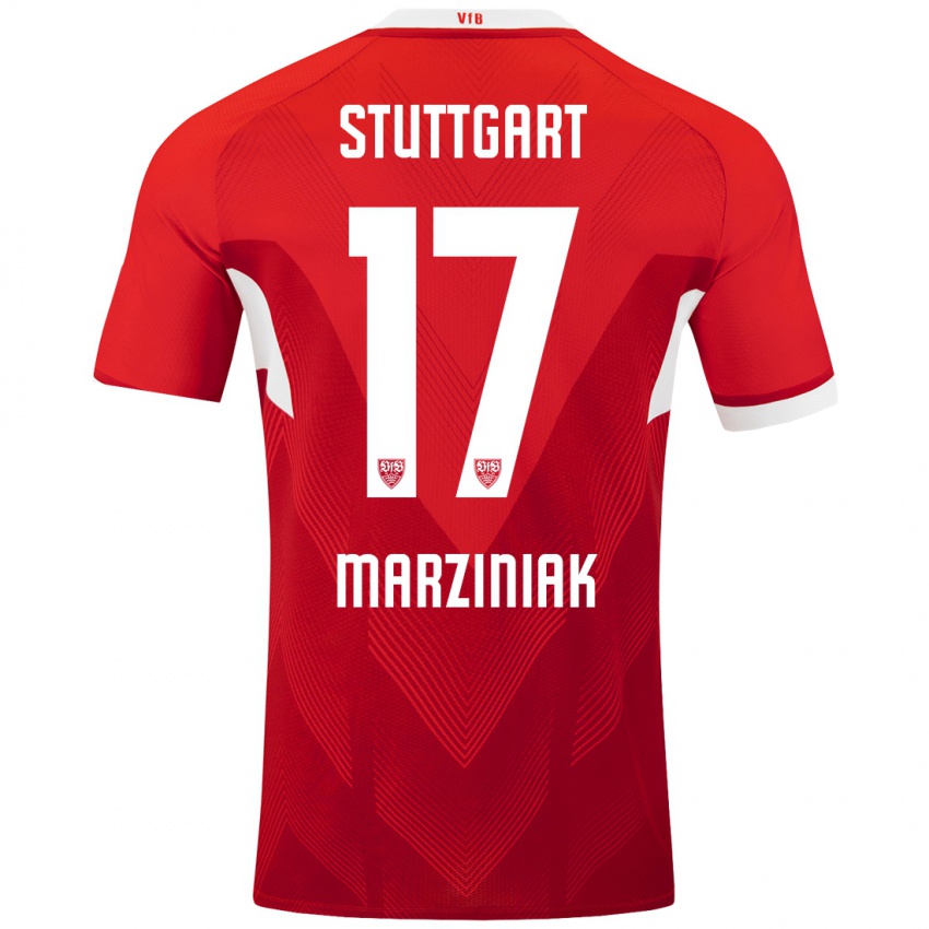 Kinder Chiara Marziniak #17 Rot Weiß Auswärtstrikot Trikot 2024/25 T-Shirt