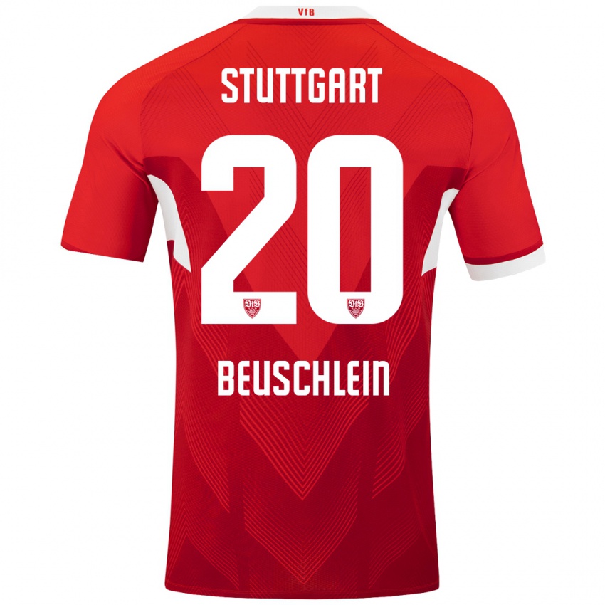 Kinder Jana Beuschlein #20 Rot Weiß Auswärtstrikot Trikot 2024/25 T-Shirt