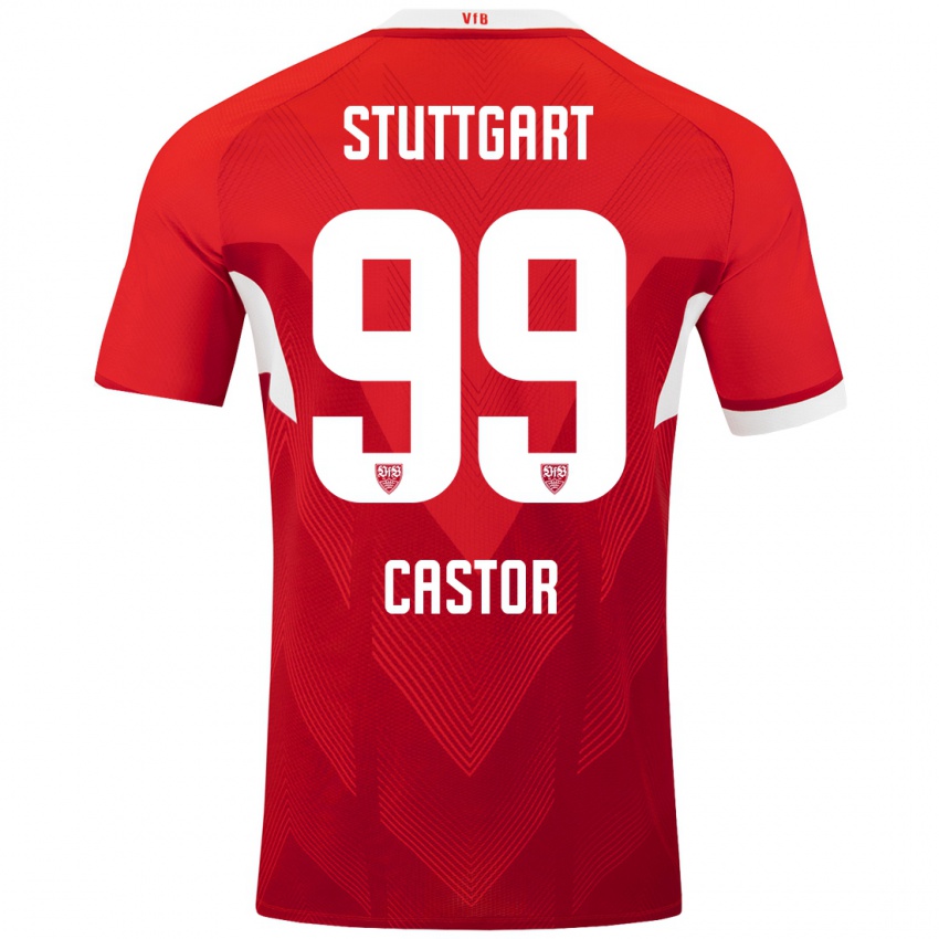 Kinder Gillian Castor #99 Rot Weiß Auswärtstrikot Trikot 2024/25 T-Shirt