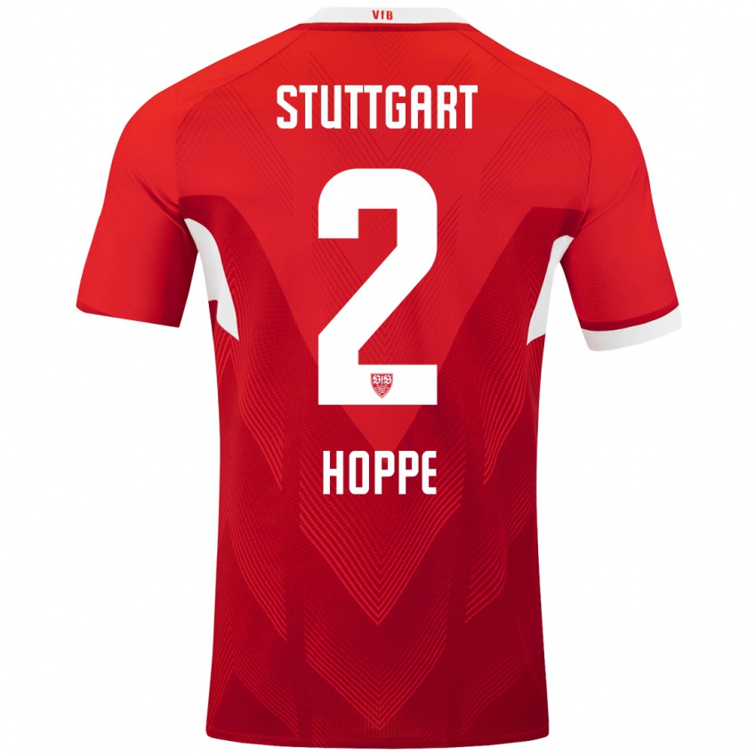 Kinder Mattis Hoppe #2 Rot Weiß Auswärtstrikot Trikot 2024/25 T-Shirt