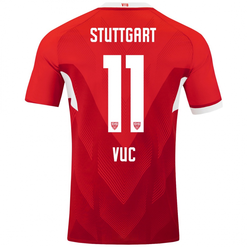 Kinder Patrick Vuc #11 Rot Weiß Auswärtstrikot Trikot 2024/25 T-Shirt