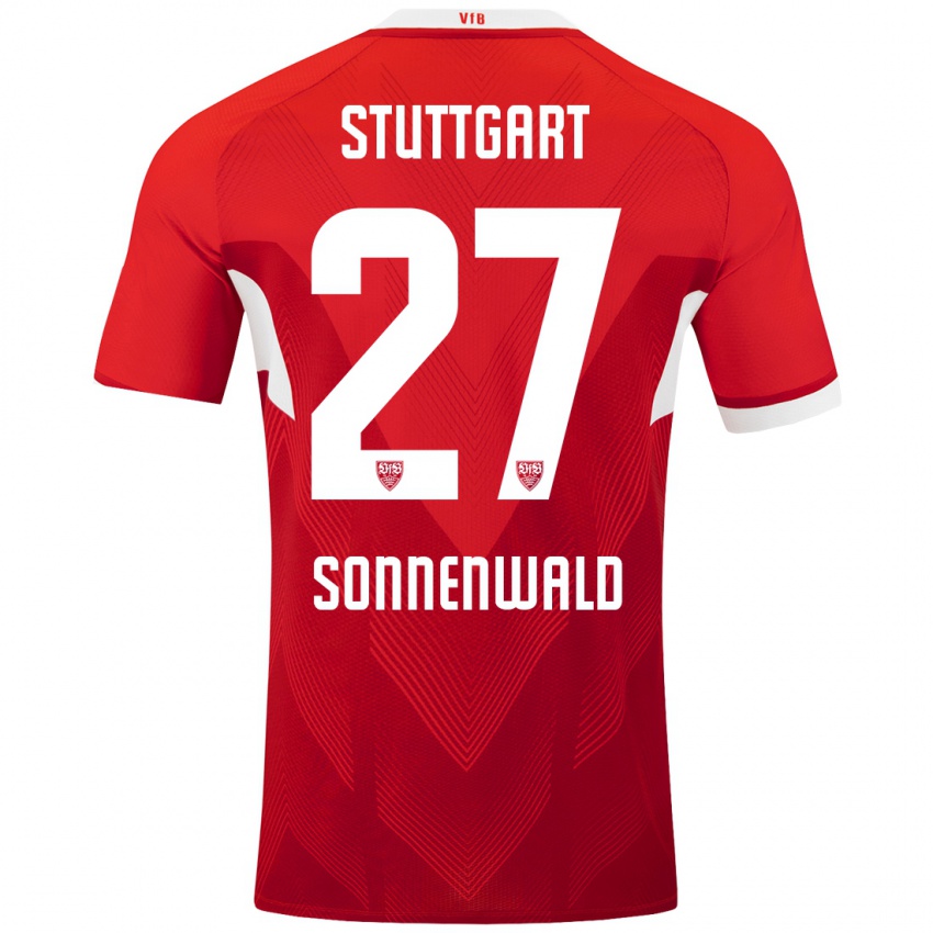 Kinder Lukas Sonnenwald #27 Rot Weiß Auswärtstrikot Trikot 2024/25 T-Shirt