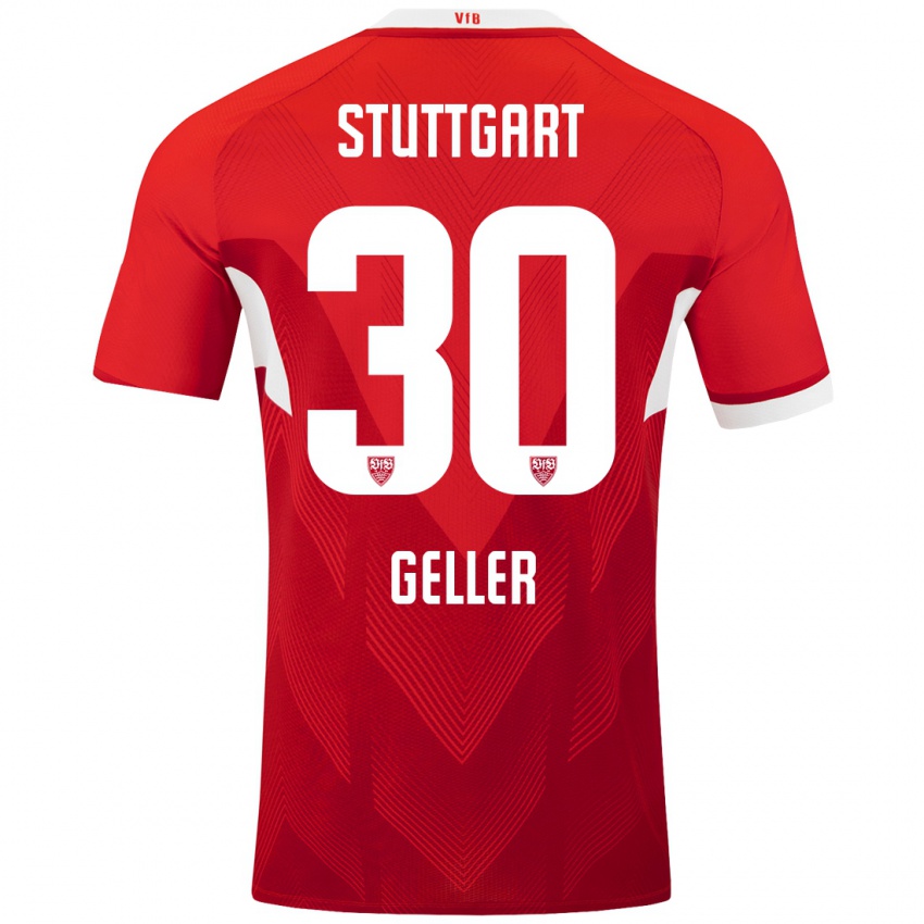 Kinder Robert Geller #30 Rot Weiß Auswärtstrikot Trikot 2024/25 T-Shirt