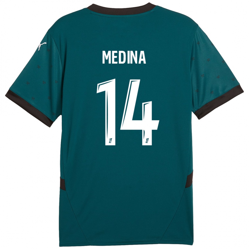 Kinder Facundo Medina #14 Dunkelgrün Auswärtstrikot Trikot 2024/25 T-Shirt