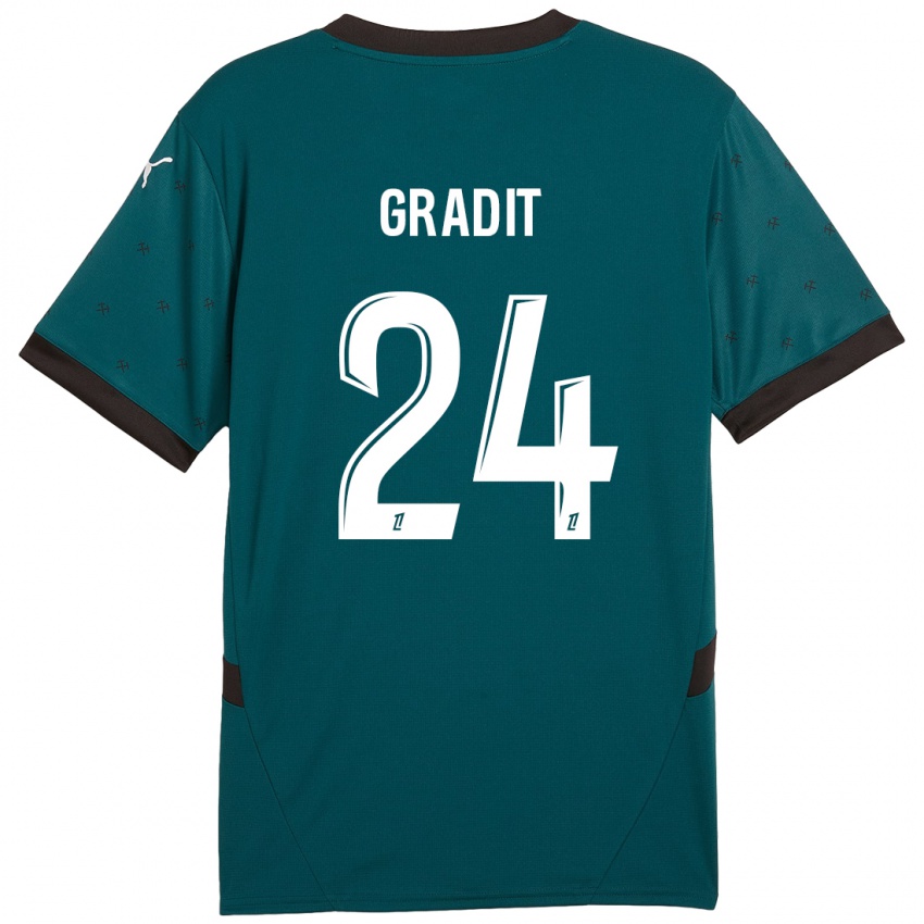 Kinder Jonathan Gradit #24 Dunkelgrün Auswärtstrikot Trikot 2024/25 T-Shirt