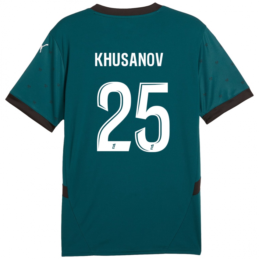 Kinder Abdukodir Khusanov #25 Dunkelgrün Auswärtstrikot Trikot 2024/25 T-Shirt