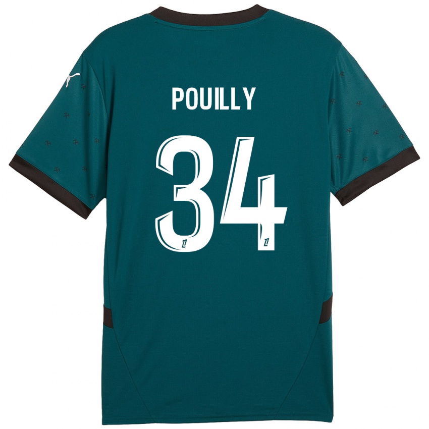 Kinder Tom Pouilly #34 Dunkelgrün Auswärtstrikot Trikot 2024/25 T-Shirt