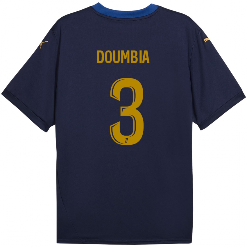 Kinder Kamory Doumbia #3 Marineblau Gold Auswärtstrikot Trikot 2024/25 T-Shirt