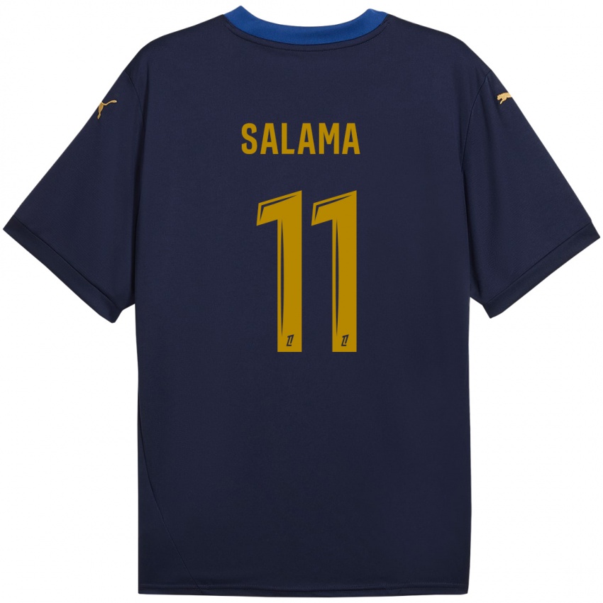 Kinder Amine Salama #11 Marineblau Gold Auswärtstrikot Trikot 2024/25 T-Shirt