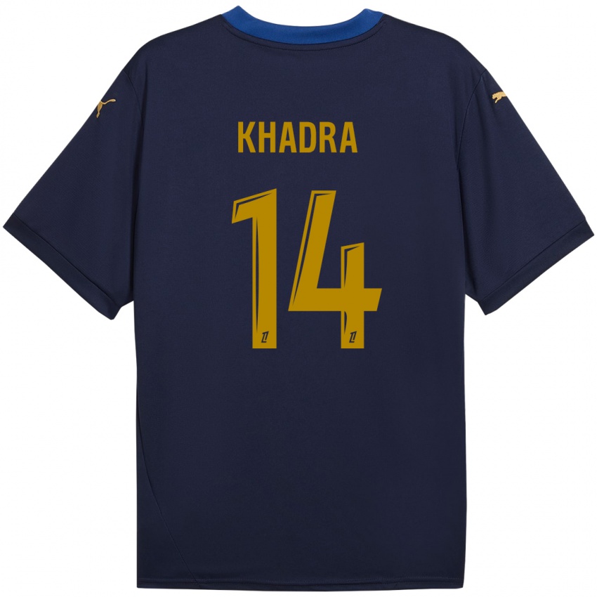 Kinder Reda Khadra #14 Marineblau Gold Auswärtstrikot Trikot 2024/25 T-Shirt