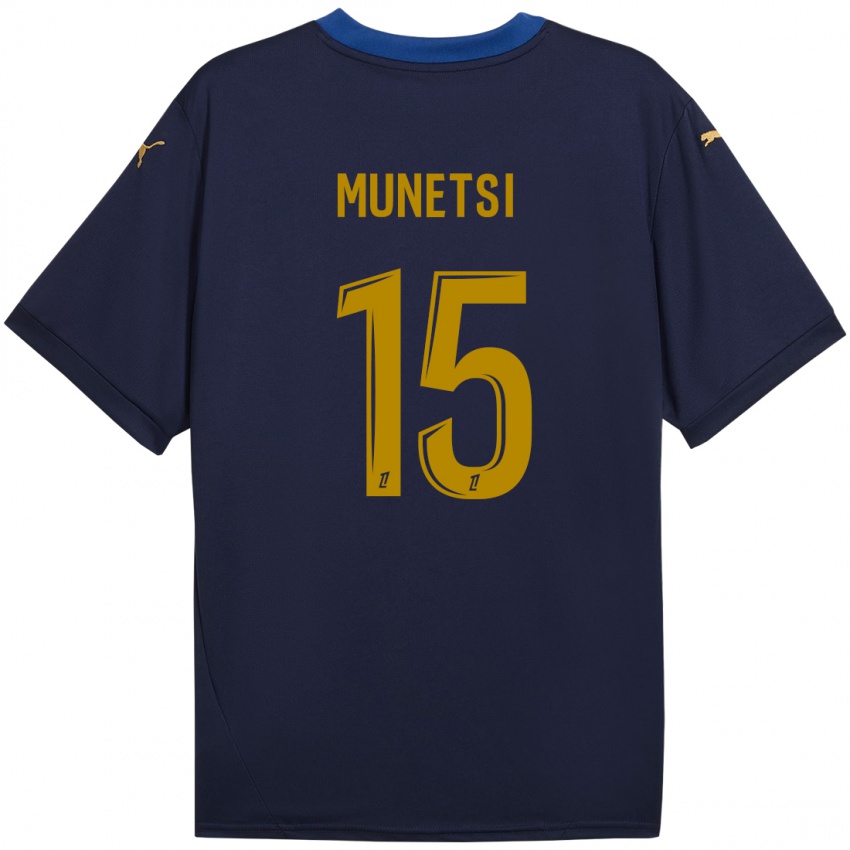 Kinder Marshall Munetsi #15 Marineblau Gold Auswärtstrikot Trikot 2024/25 T-Shirt