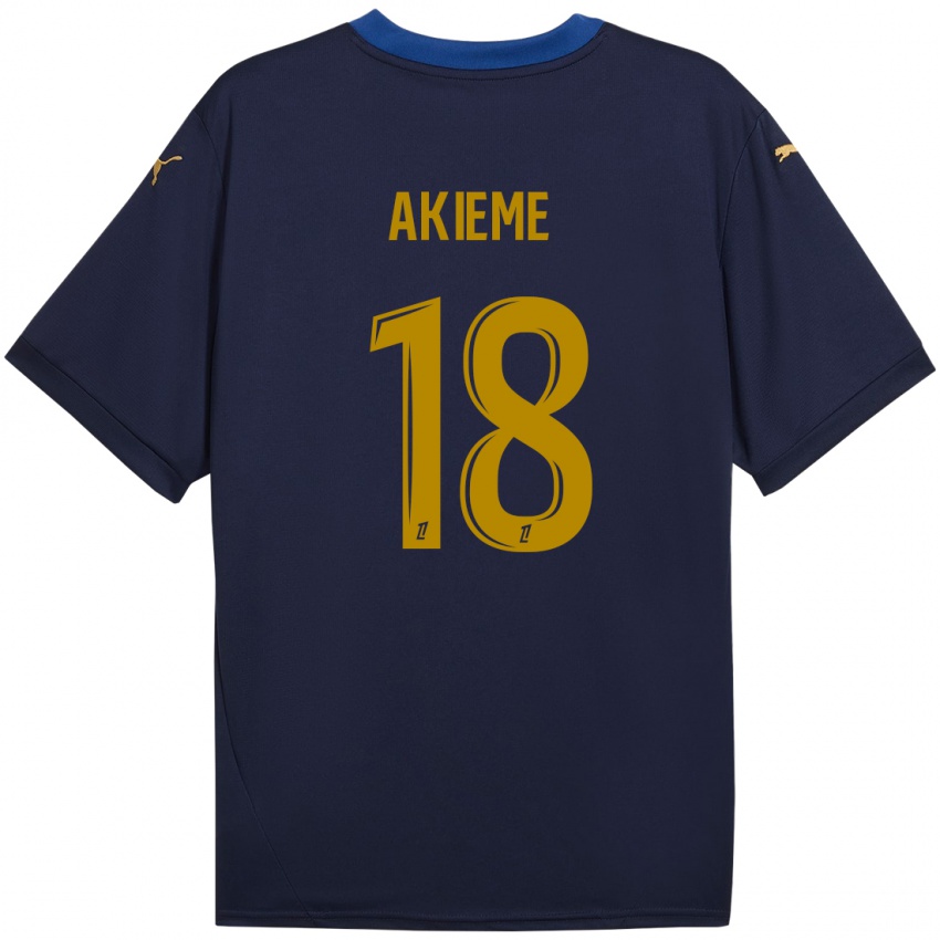 Kinder Sergio Akieme #18 Marineblau Gold Auswärtstrikot Trikot 2024/25 T-Shirt