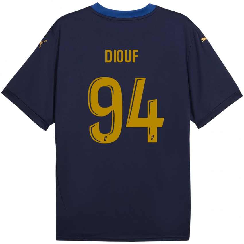 Kinder Yehvann Diouf #94 Marineblau Gold Auswärtstrikot Trikot 2024/25 T-Shirt