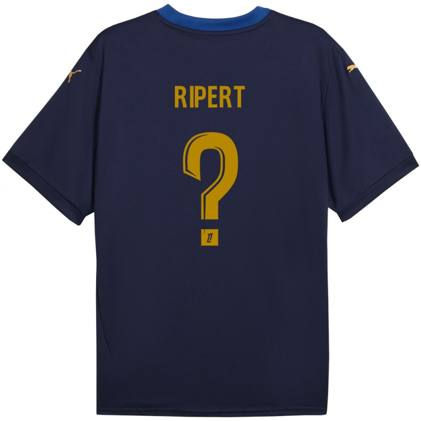 Kinder Léo Ripert #0 Marineblau Gold Auswärtstrikot Trikot 2024/25 T-Shirt