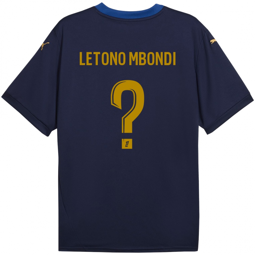 Kinder Christ-Emmanuel Letono Mbondi #0 Marineblau Gold Auswärtstrikot Trikot 2024/25 T-Shirt