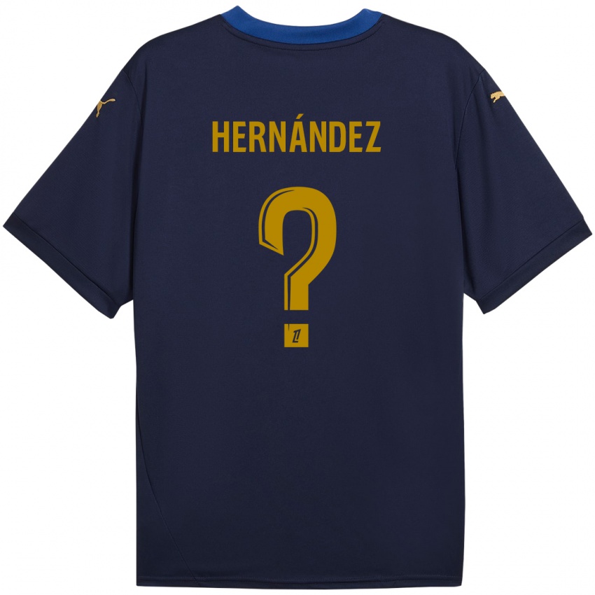 Kinder Melvin Hernández #0 Marineblau Gold Auswärtstrikot Trikot 2024/25 T-Shirt