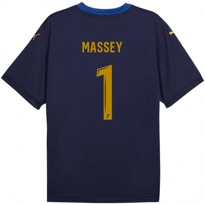 Kinder Kayza Massey #1 Marineblau Gold Auswärtstrikot Trikot 2024/25 T-Shirt