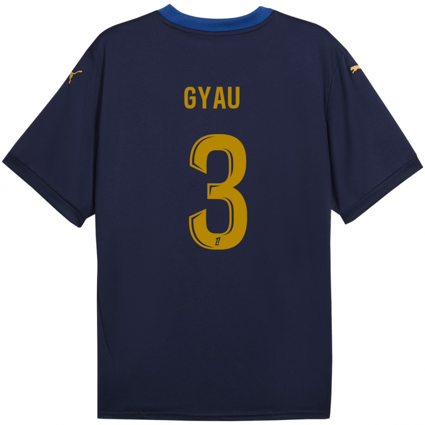 Kinder Mia Gyau #3 Marineblau Gold Auswärtstrikot Trikot 2024/25 T-Shirt