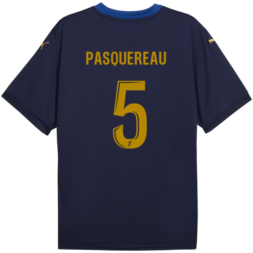 Kinder Julie Pasquereau #5 Marineblau Gold Auswärtstrikot Trikot 2024/25 T-Shirt