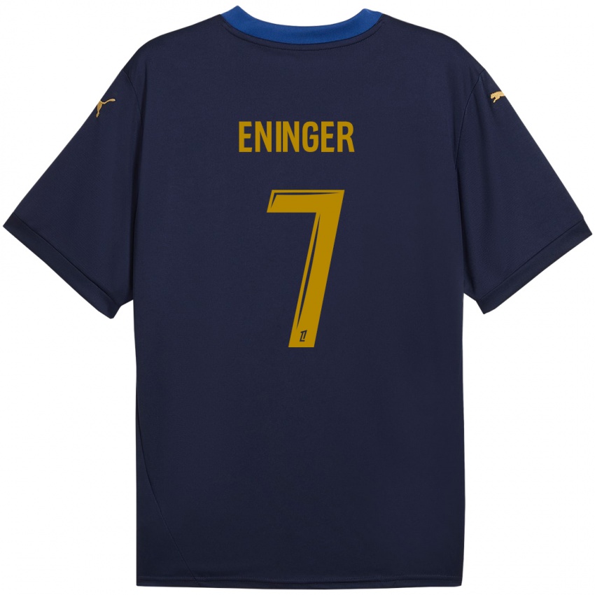 Kinder Thelma Eninger #7 Marineblau Gold Auswärtstrikot Trikot 2024/25 T-Shirt