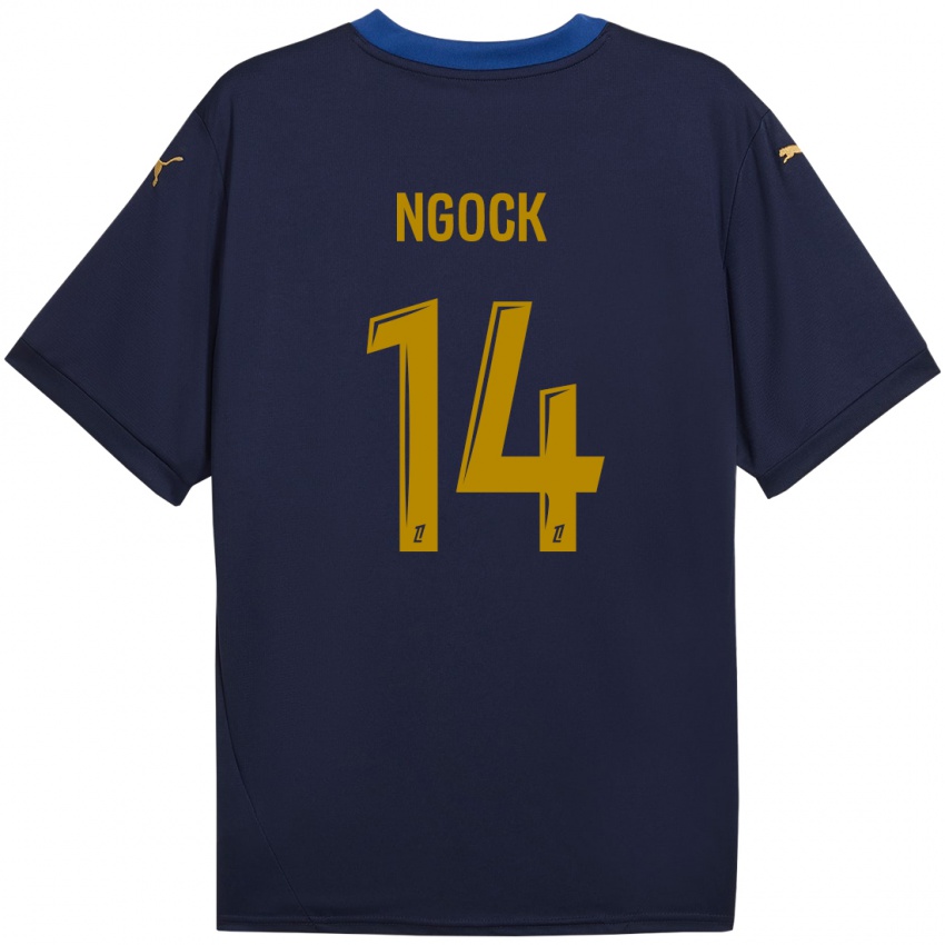 Kinder Monique Ngock #14 Marineblau Gold Auswärtstrikot Trikot 2024/25 T-Shirt