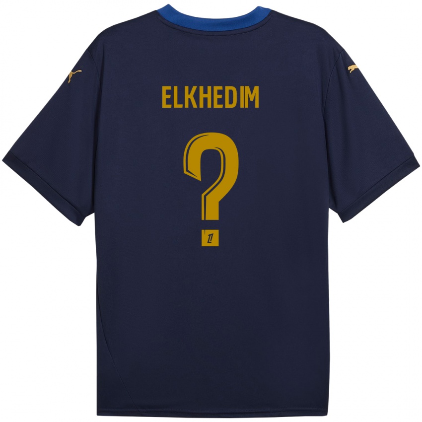 Kinder Abdenoor Elkhedim #0 Marineblau Gold Auswärtstrikot Trikot 2024/25 T-Shirt