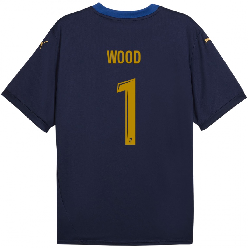 Kinder Mackenzie Wood #1 Marineblau Gold Auswärtstrikot Trikot 2024/25 T-Shirt