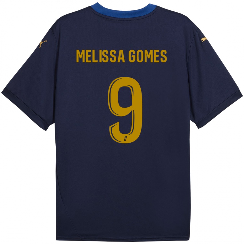 Kinder Melissa Ferreira Gomes #9 Marineblau Gold Auswärtstrikot Trikot 2024/25 T-Shirt