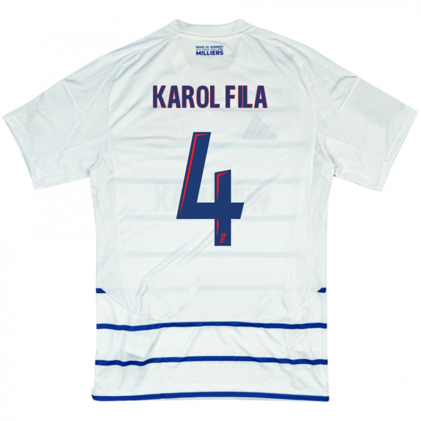 Kinder Karol Fila #4 Weiß Blau Auswärtstrikot Trikot 2024/25 T-Shirt