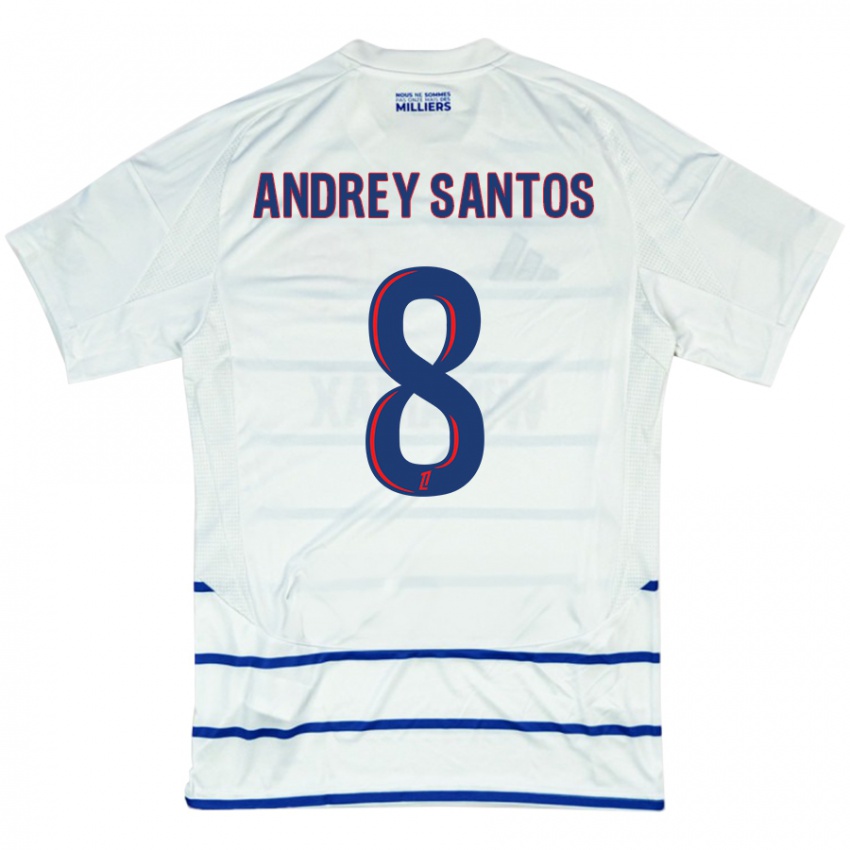 Kinder Andrey Santos #8 Weiß Blau Auswärtstrikot Trikot 2024/25 T-Shirt