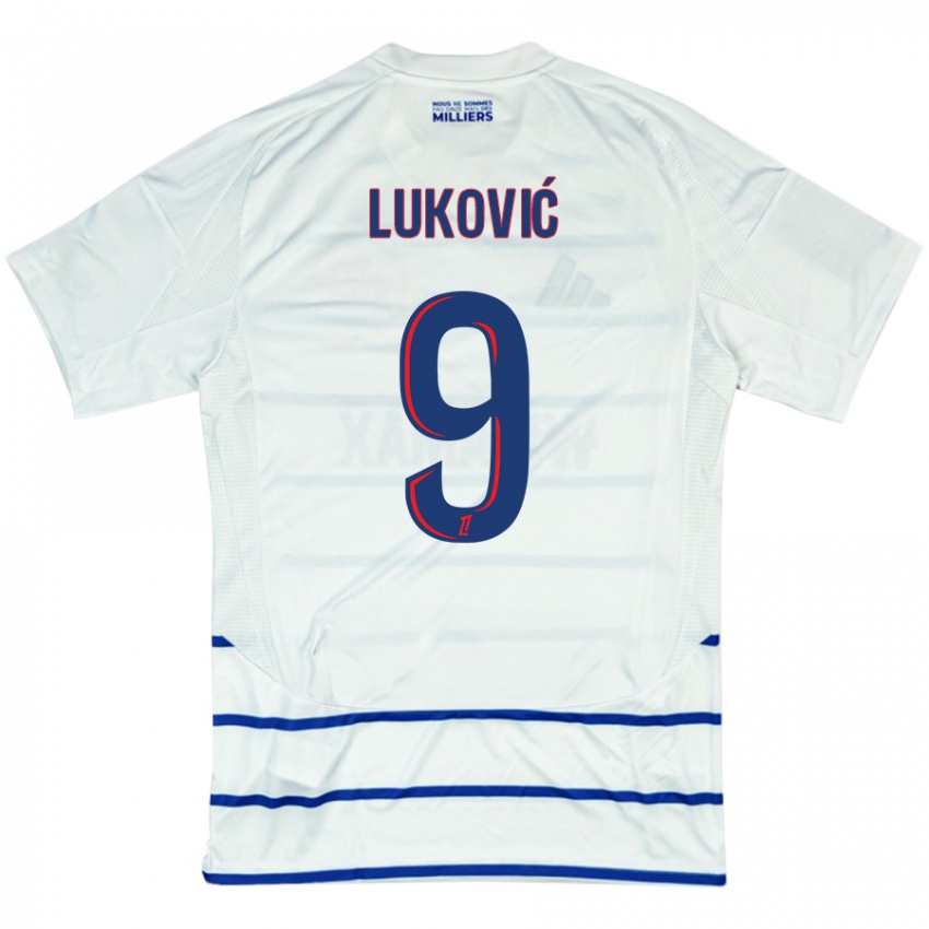 Kinder Milos Lukovic #9 Weiß Blau Auswärtstrikot Trikot 2024/25 T-Shirt