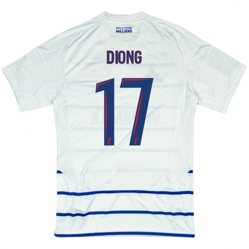 Kinder Pape Diong #17 Weiß Blau Auswärtstrikot Trikot 2024/25 T-Shirt