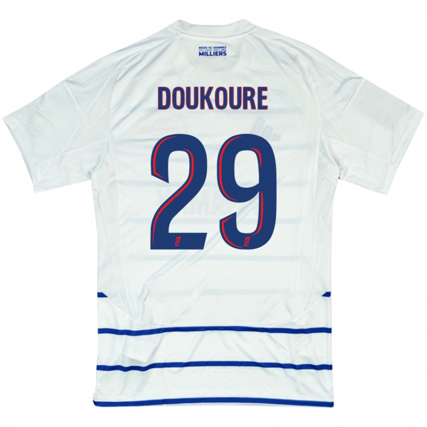 Kinder Ismaël Doukouré #29 Weiß Blau Auswärtstrikot Trikot 2024/25 T-Shirt