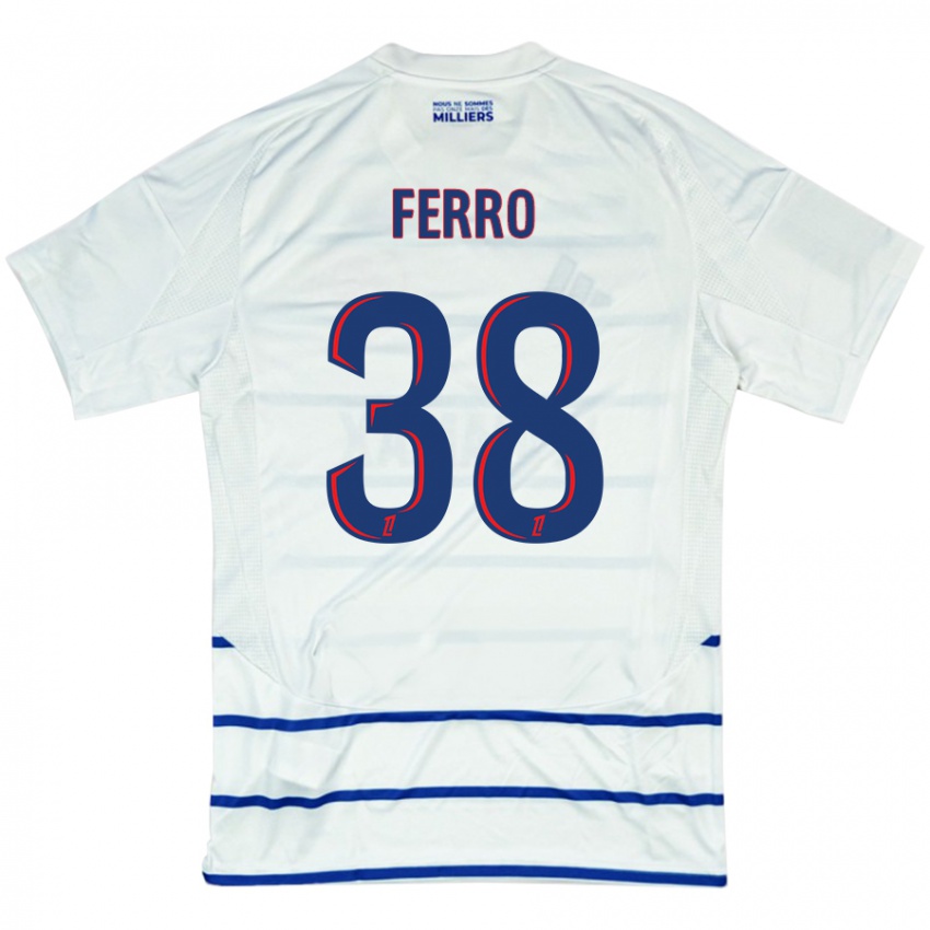 Kinder Nolan Ferro #38 Weiß Blau Auswärtstrikot Trikot 2024/25 T-Shirt