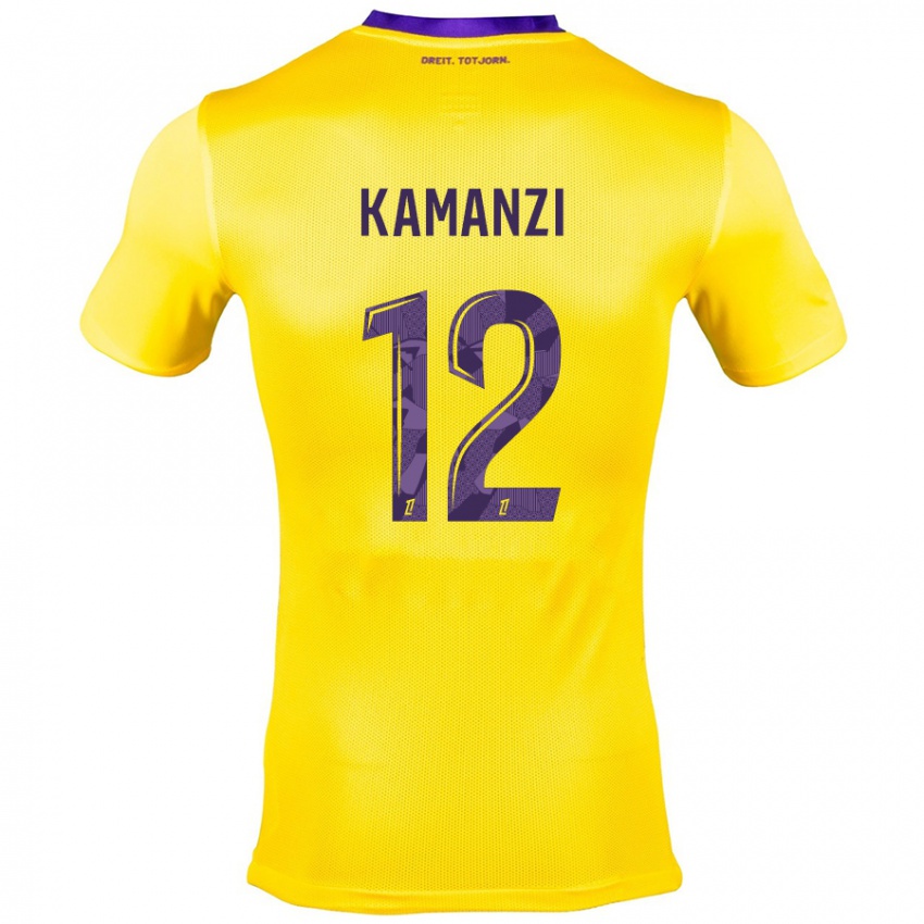 Kinder Warren Kamanzi #12 Gelb Lila Auswärtstrikot Trikot 2024/25 T-Shirt