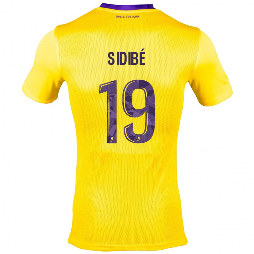 Kinder Djibril Sidibé #19 Gelb Lila Auswärtstrikot Trikot 2024/25 T-Shirt