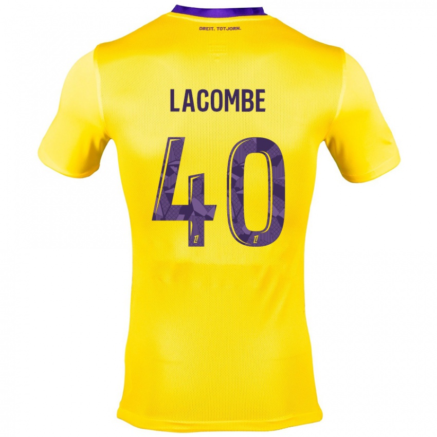 Kinder Justin Lacombe #40 Gelb Lila Auswärtstrikot Trikot 2024/25 T-Shirt