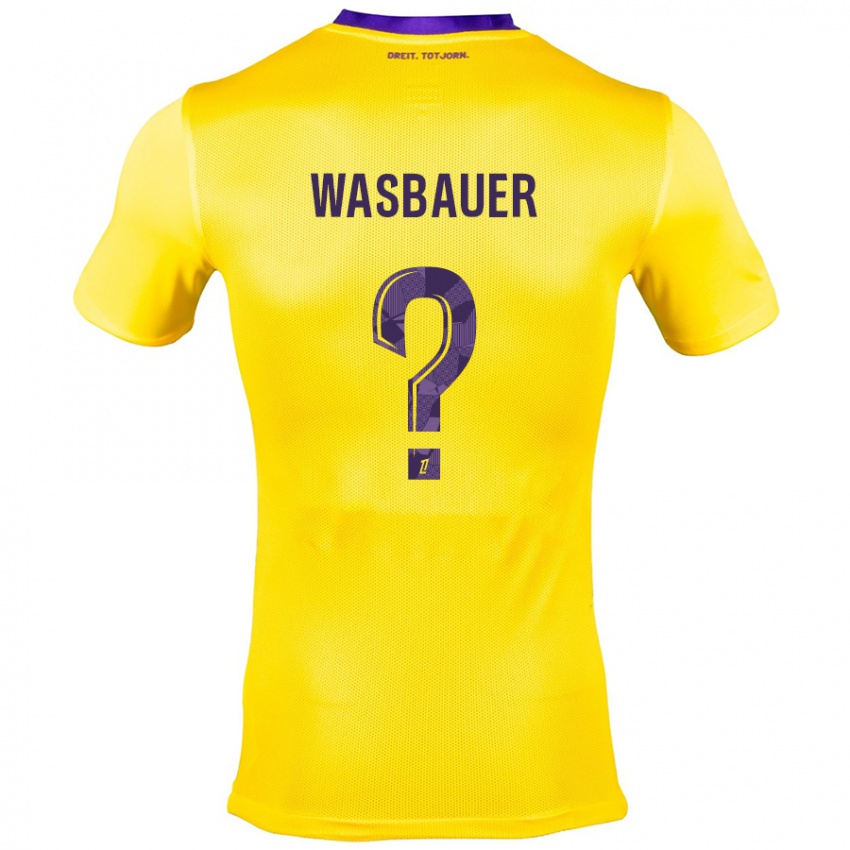 Kinder Nicolas Wasbauer #0 Gelb Lila Auswärtstrikot Trikot 2024/25 T-Shirt