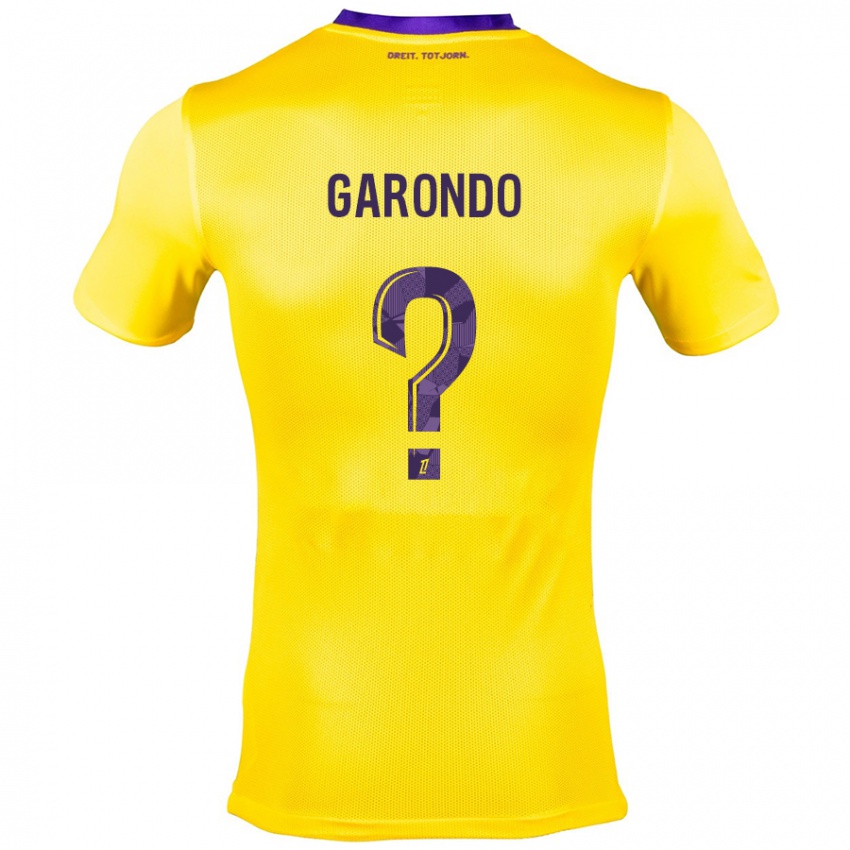 Kinder Thibaud Garondo #0 Gelb Lila Auswärtstrikot Trikot 2024/25 T-Shirt