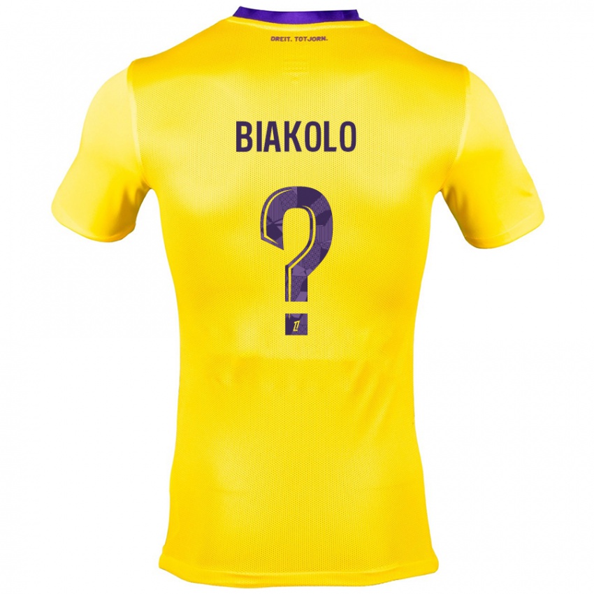 Kinder Tony Biakolo #0 Gelb Lila Auswärtstrikot Trikot 2024/25 T-Shirt