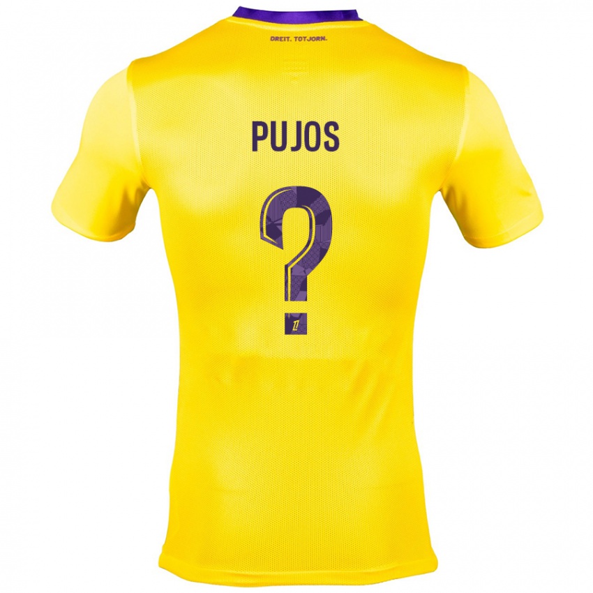 Kinder Clément Pujos #0 Gelb Lila Auswärtstrikot Trikot 2024/25 T-Shirt