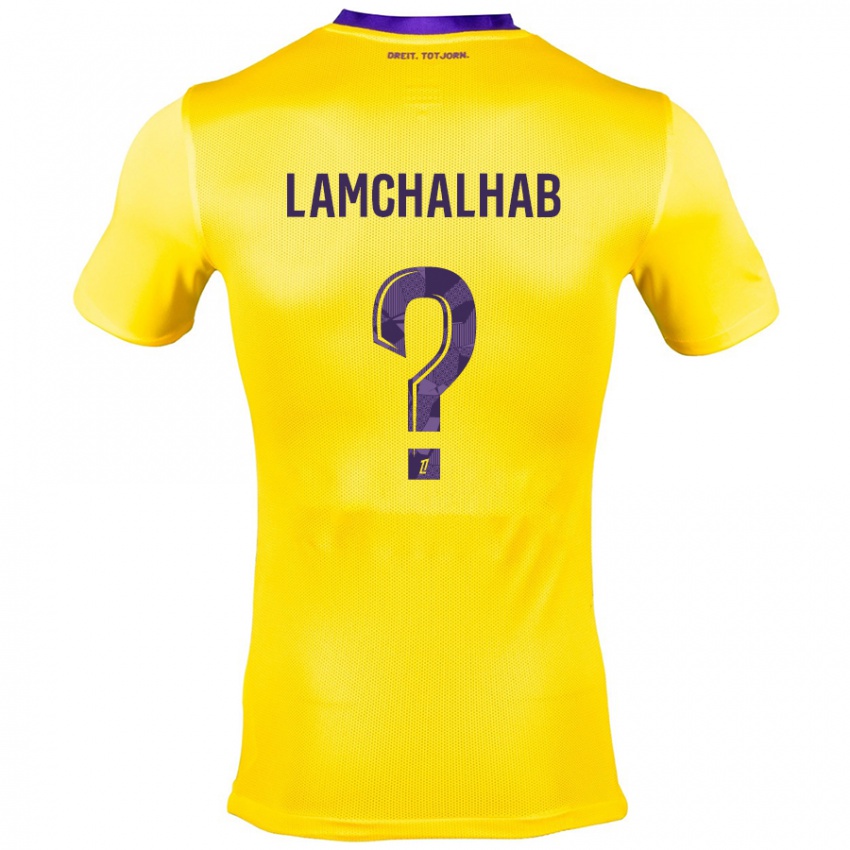 Kinder Merwan Lamchalhab #0 Gelb Lila Auswärtstrikot Trikot 2024/25 T-Shirt